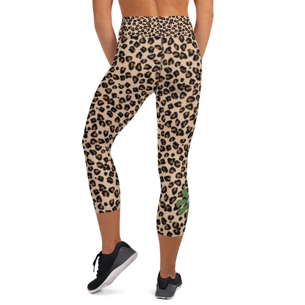 Yoga Capri Leggings Cheetah with Flower - DMD Bags