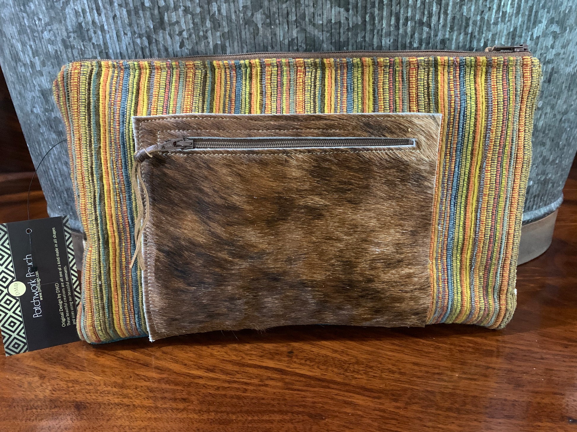 Patchwork Pouch with Cowhide Zipper pocket - DMD Bags
