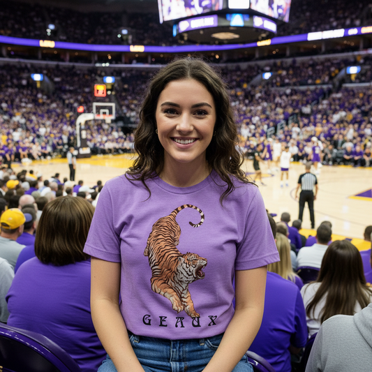 Purple Vintage Vibe Tiger Shirt - DMD Bags