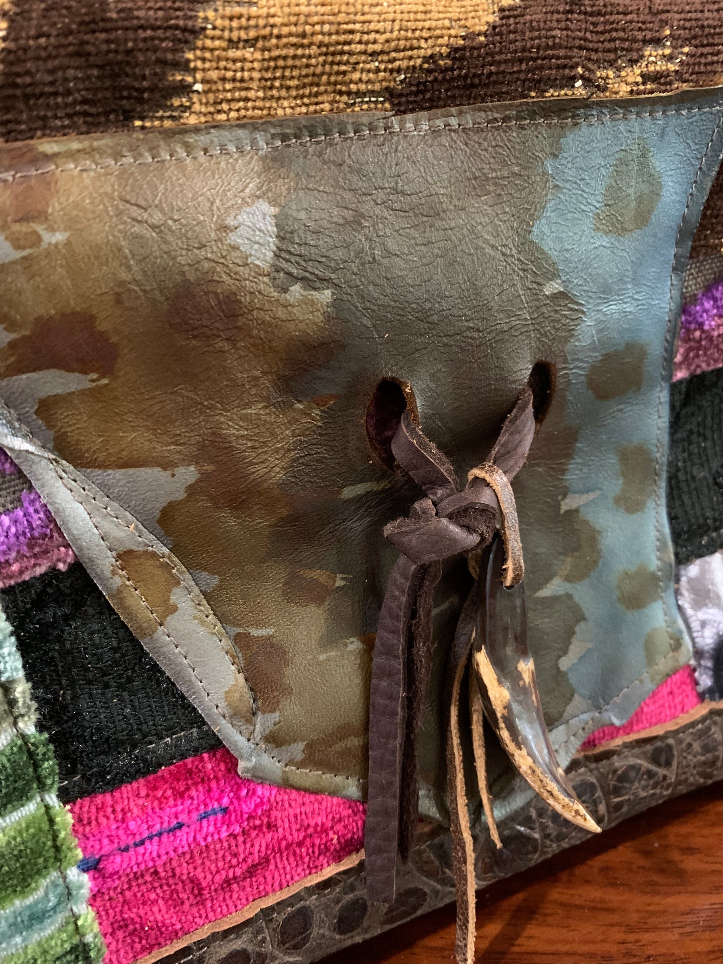Wristlet- Patchwork & Leather back - DMD Bags