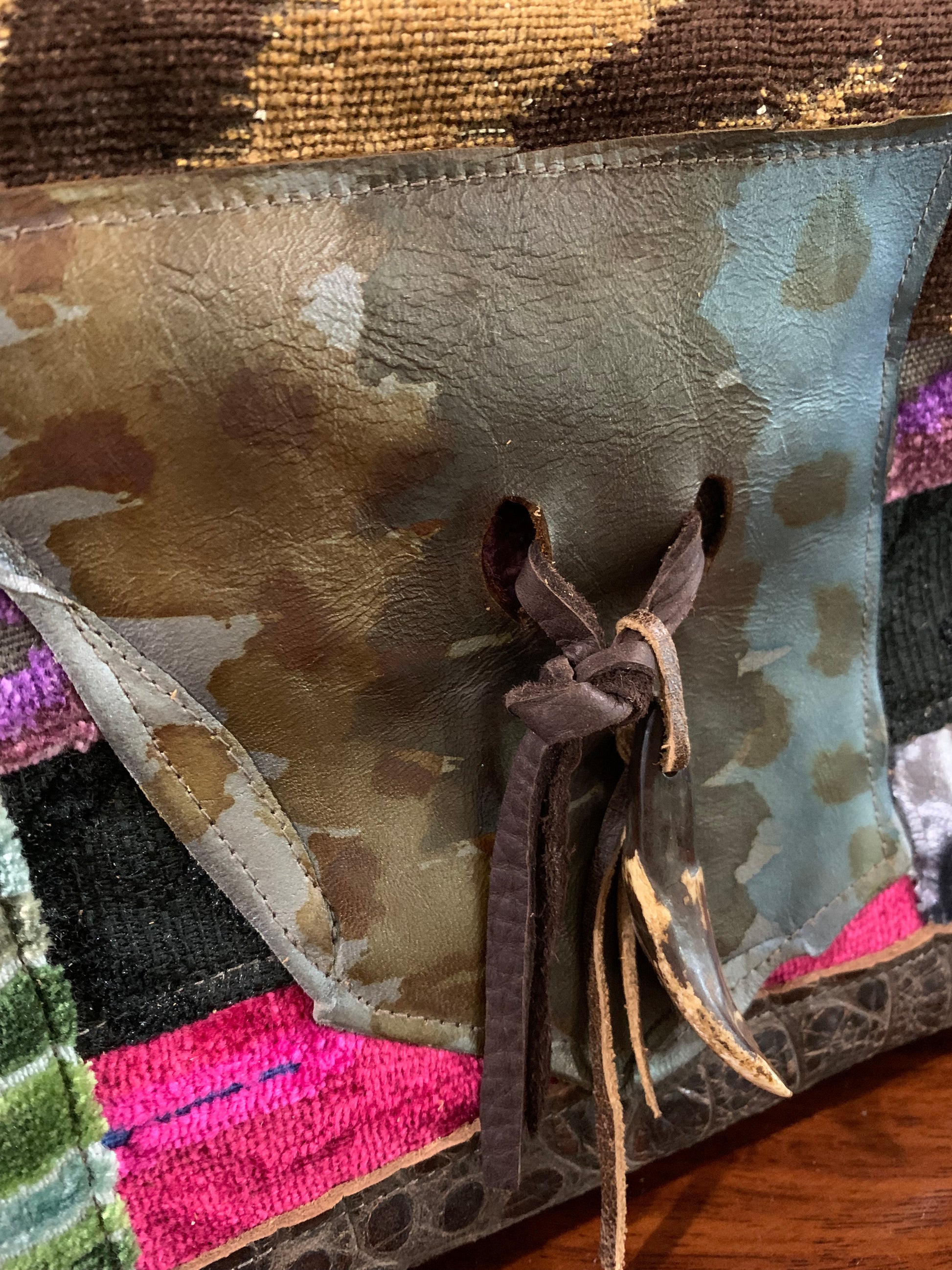 Wristlet- Patchwork & Leather back - DMD Bags