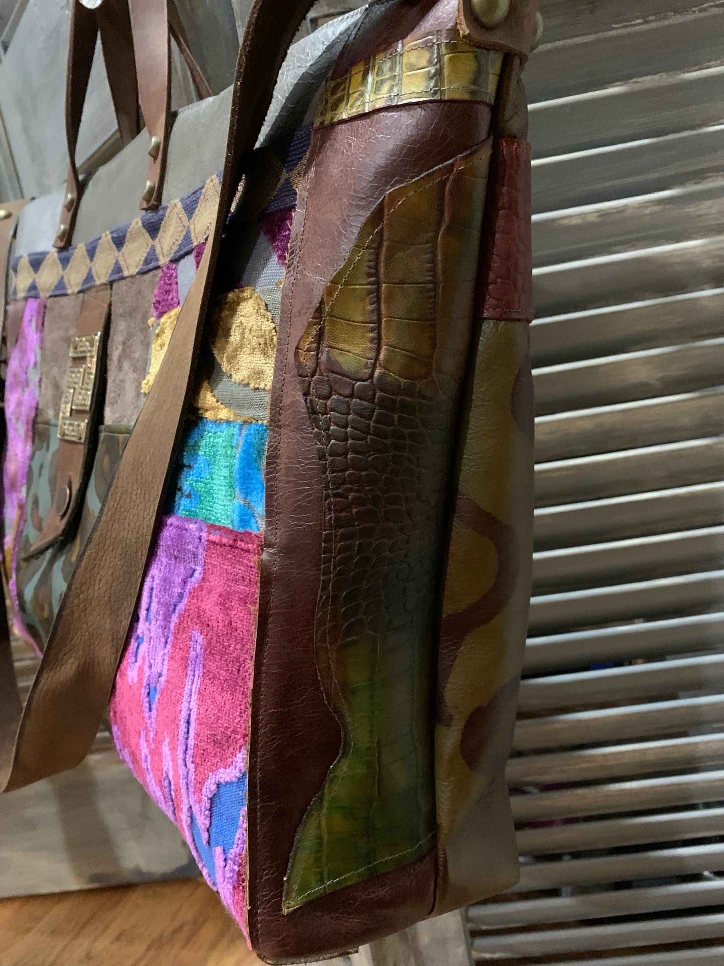 Satchel Cheetah Leather & Cut Velvets - DMD Bags