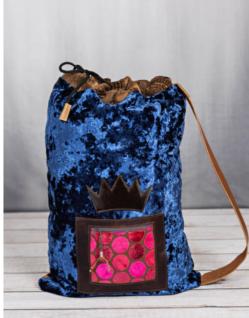 Pillow Bag-Blue Crush Couture Velvet with Tiger Chenille - DMD Bags