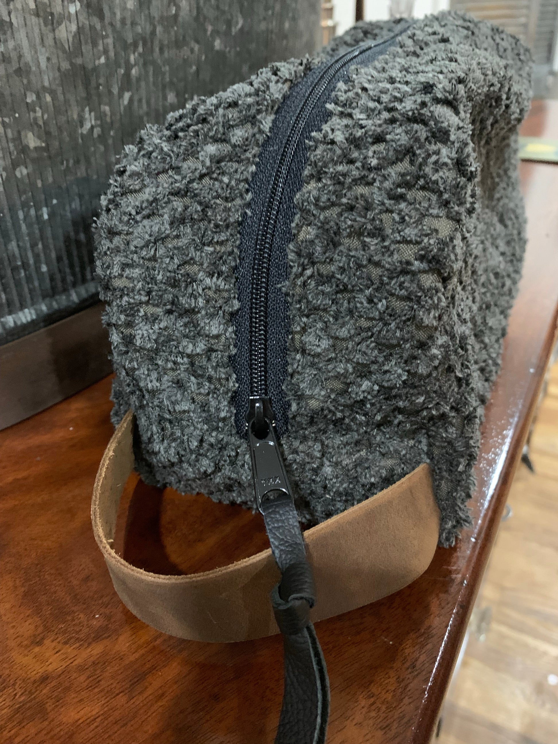 Vanity Bag Chunky chenille in charcoal - DMD Bags